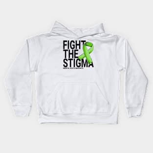 fight the stigma green ribbon Mental Health Awareness Kids Hoodie